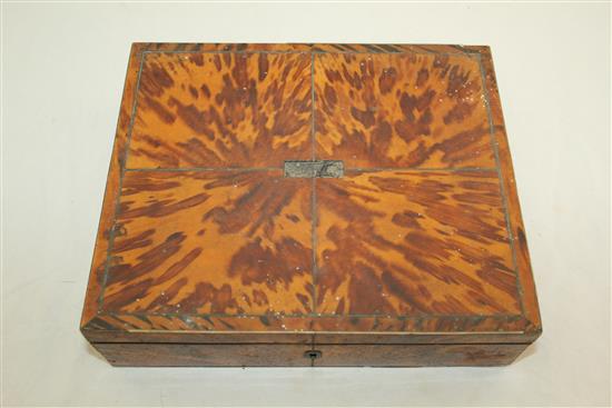 A Regency blond tortoiseshell work box, 10.25in.